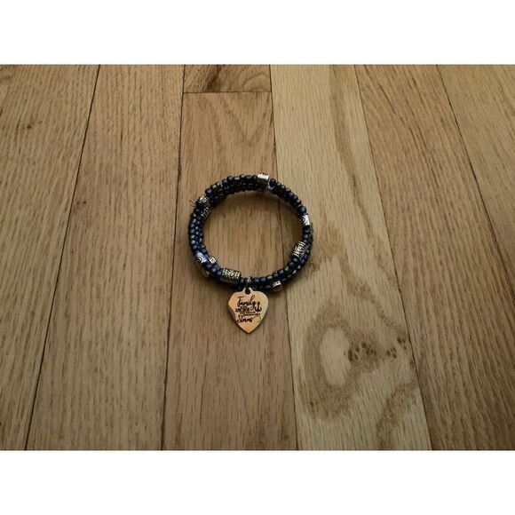 Handmade Blue Beaded Wrap Bracelet/ Wrap Bracelet for her/ Family Bracelet/ Char - Picture 4 of 7